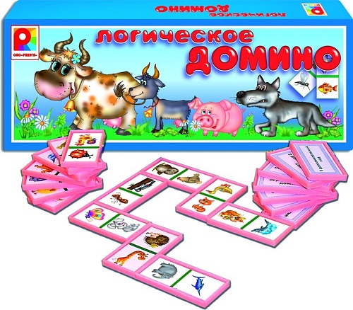 Логическое домино Животные Игра развивающая для детей пластмассовая
